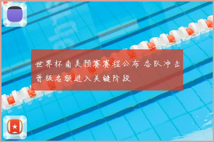 世界杯南美预赛赛程公布 各队冲击晋级名额进入关键阶段
